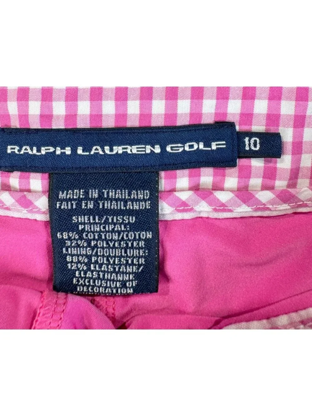 Ralph Lauren Golf Pink White Gingham Skirt Size 10 Vintage Preppy Barbie